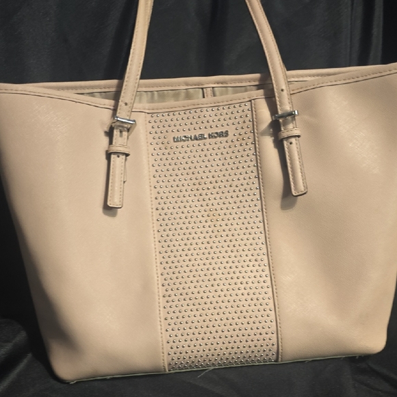 Michael Kors Light Tan Studded Tote - Picture 1 of 6